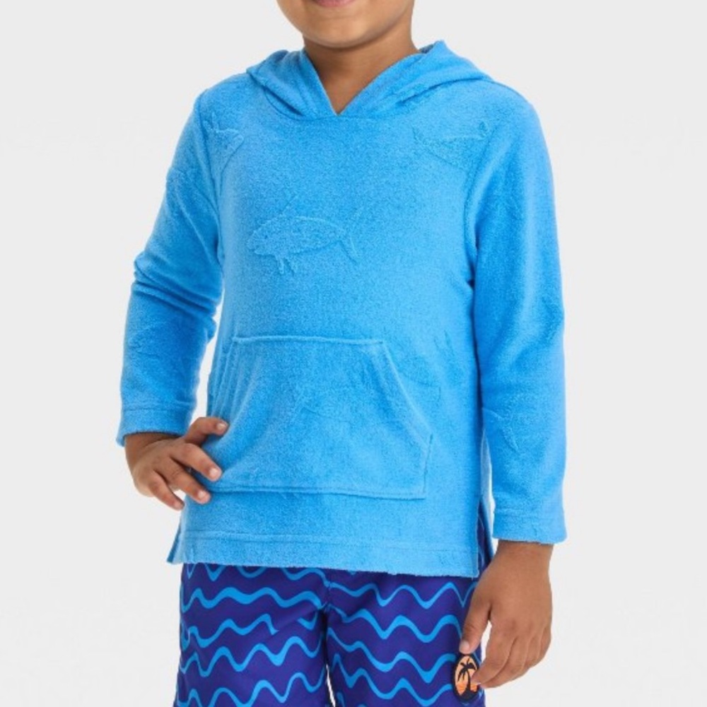 Toddler Boys’ Sharks Printed Embossed Pullover Cover Up by Cat & Jack 3T Blue
